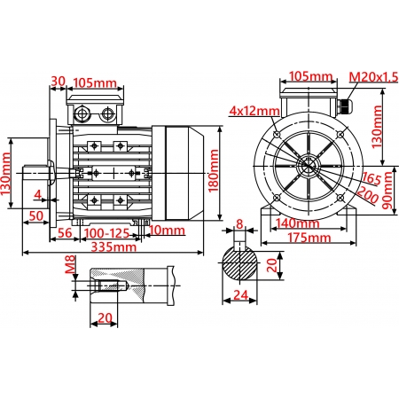 SILNIK ELEKTRYCZNY Z KOŁNIERZEM 2,2kW 400V 1410obr WAŁEK 24mm 3-FAZOWY